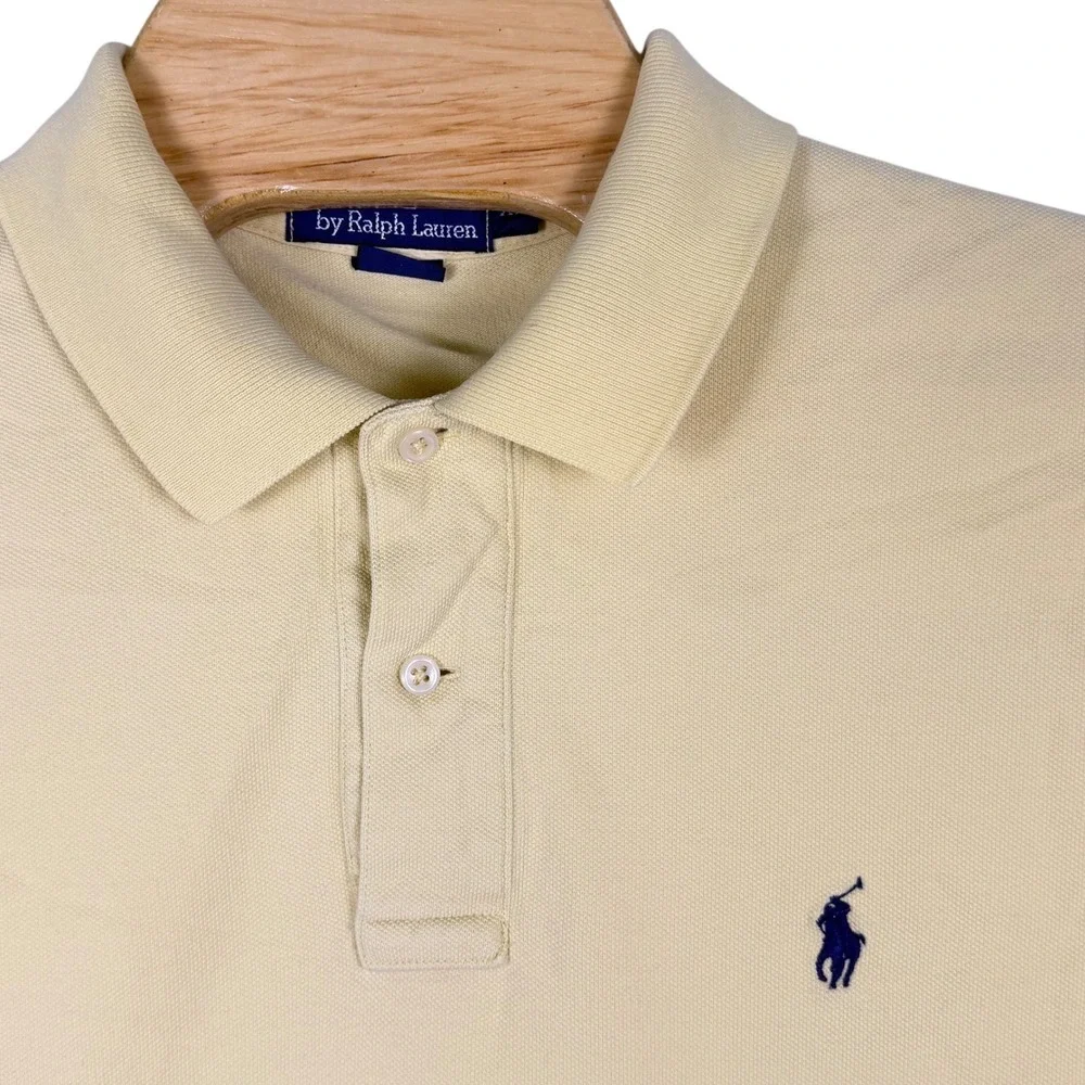Vintage Polo Ralph Lauren Polo Shirt Men XL Pastel Yellow Blue Pony Classic Prep